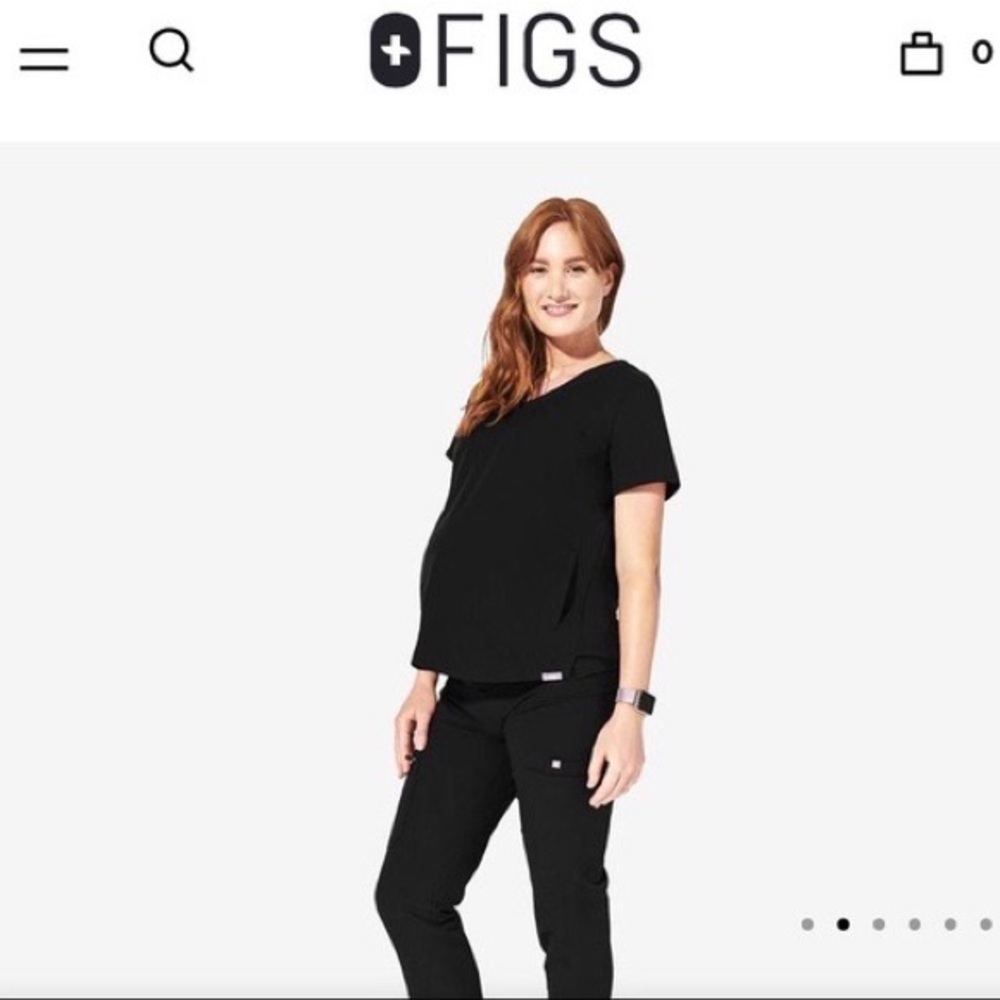 Figs Basa & Yola 2.0 Maternity Scrub Set Black Lrg